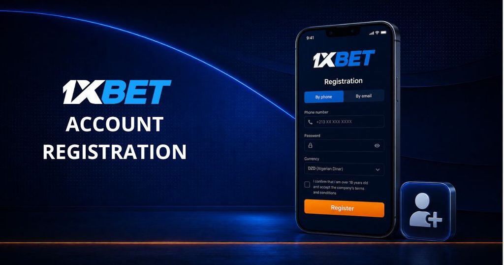 1xBet account registration form on a smartphone