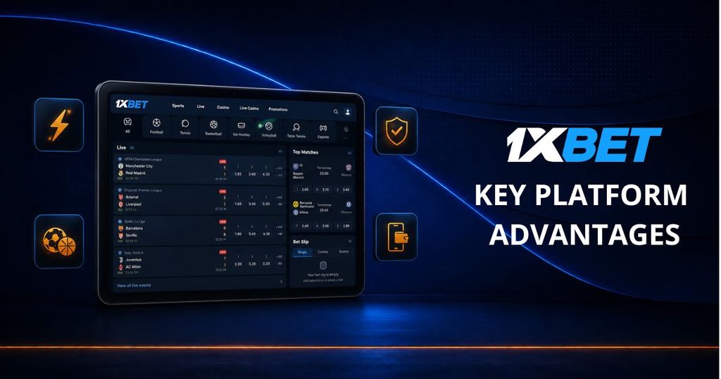 1xBet platform interface with feature