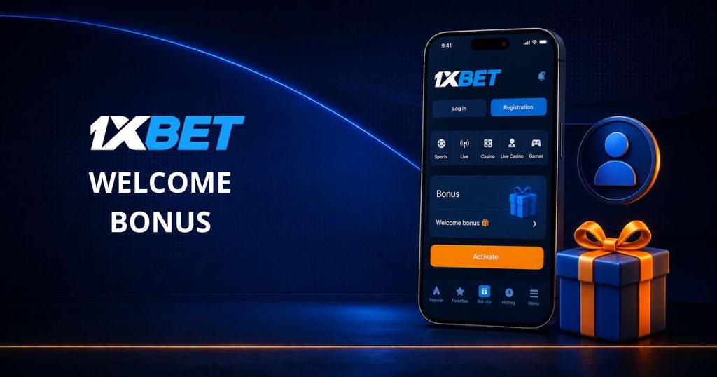 1xBet welcome bonus screen